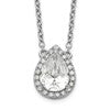 Sterling Silver Rhodium-plated Pear CZ Halo w/1in ext Necklace