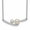 Sterling Silver Rhodium-plated FWC Pearl Bar w/ 1in ext Necklace