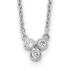 Sterling Silver Rhodium-plated 3-CZ w/ 2in ext Necklace
