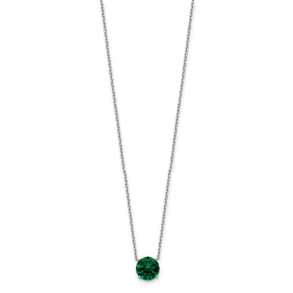 Sterling Silver Rhodium Plated Green Swarovski Crystal 16.5 inch Necklace with 2 inch extension