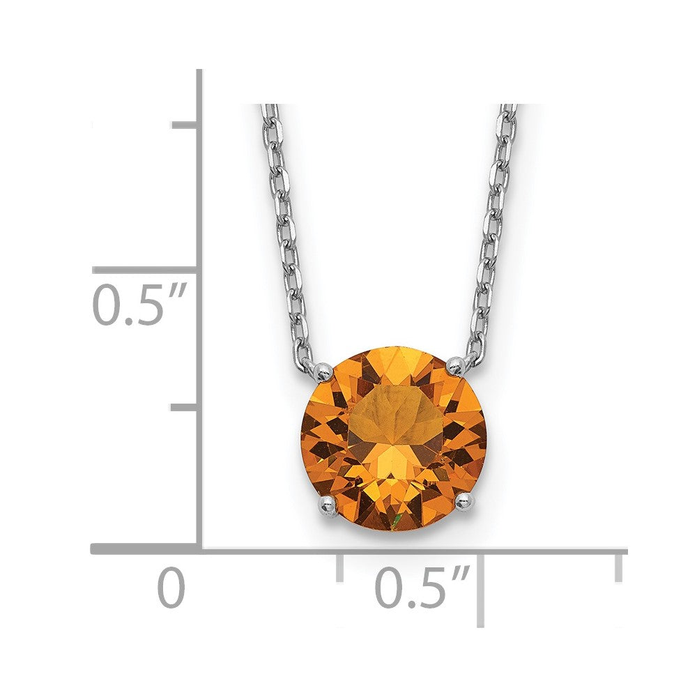 Sterling Silver Rhodium Plated Dark Yellow Swarovski Crystal 16.5 inch Necklace with 2 inch extension