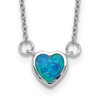 Sterling Silver Rhodium-plated Created Opal Heart w/ 4in ext. Choker