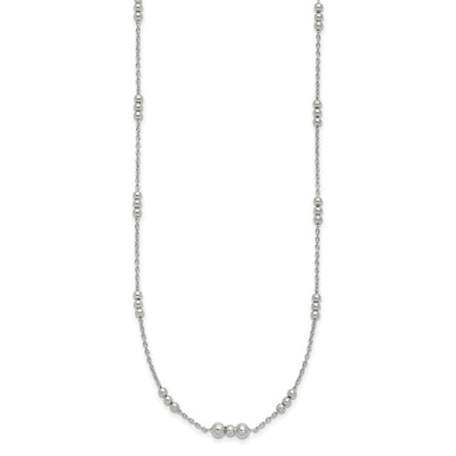 Sterling Silver Polished Beaded Necklace
