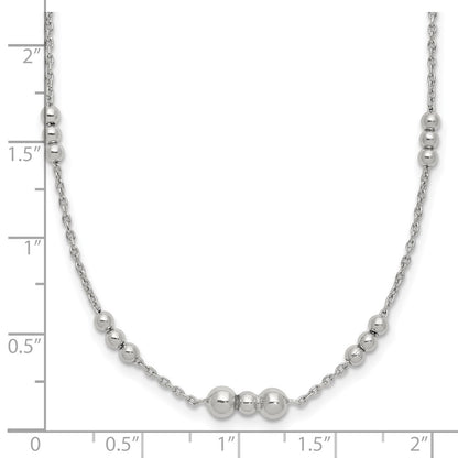 Sterling Silver Polished Beaded Necklace