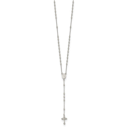 Sterling Silver Beaded Rosary18 inch Necklace with1.25 inch extension