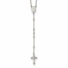 Sterling Silver Beaded Rosary18 inch Necklace with1.25 inch extension