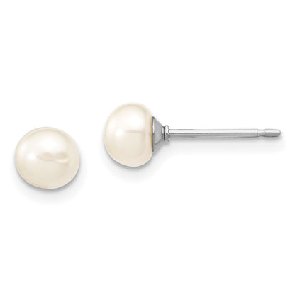 Sterling Silver Madi K Rhodium-plated 5-6mm White Semi-Round Freshwater Cultured Pearl 12 inch Necklace, 4 inch Bracelet & Button Post Earrings Set