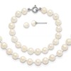Sterling Silver Madi K Rhodium-plated 5-6mm White Semi-Round Freshwater Cultured Pearl 12 inch Necklace, 4 inch Bracelet & Button Post Earrings Set