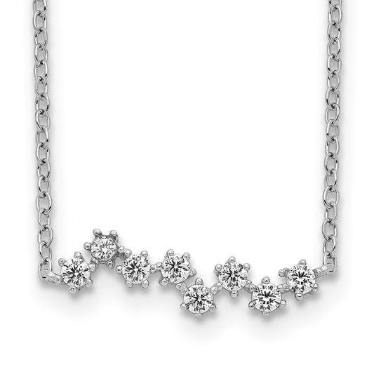 Sterling Silver Rhodium-Plated CZ Stars Pendant w/ 2in Ext. Necklace