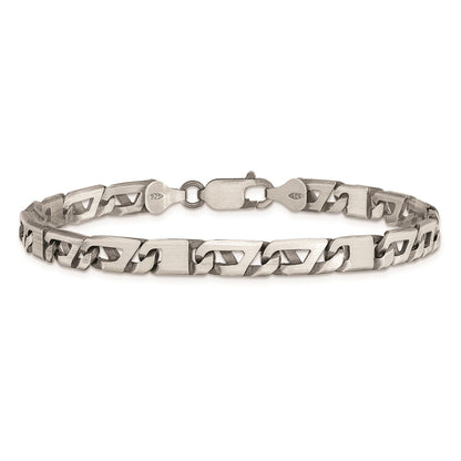 Sterling Silver Antiqued Brushed Link Bracelet