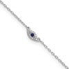 Sterling Silver Rhodium-plated Polished Blue & White CZ Eye 10in  Anklet