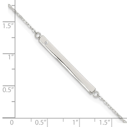Sterling Silver Crystal Bar 9 inch Plus 1 inch Extender - Total 10 inch Anklet