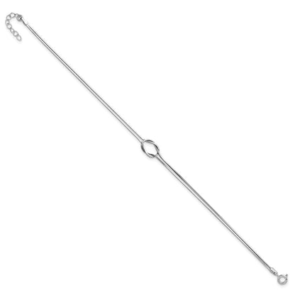 Sterling Silver Rhodium-plated 2-Strand Loop 9 inch Plus 1 inch Extender - Total 10 inch Anklet