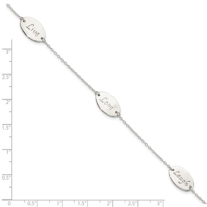 Sterling Silver Polished Live Laugh Love 7.5in Bracelet
