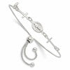 Sterling Silver Miraculous Medal and Crosses Adjustable Bolo Bracelet