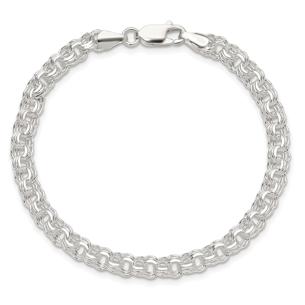 Sterling Silver Polished 5mm Triple Rolo Charm Bracelet