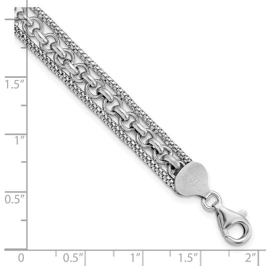 Sterling Silver Rhodium-plated Polished Bracelet