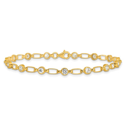 Sterling Silver Gold-tone Bezel CZ 7.5in  Bracelet