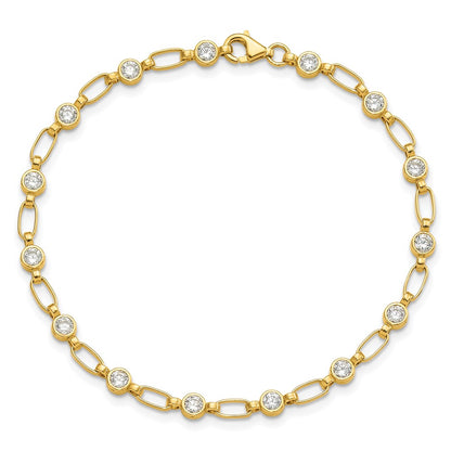 Sterling Silver Gold-tone Bezel CZ 7.5in  Bracelet