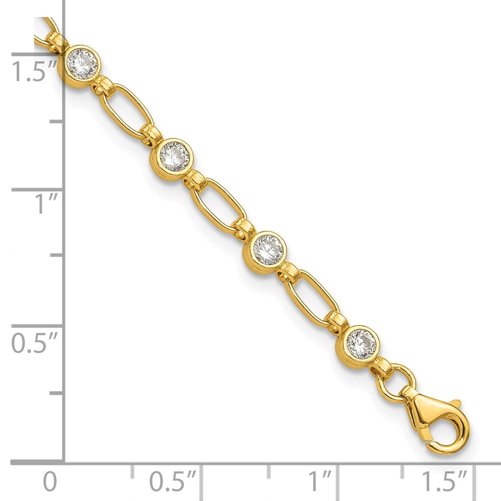 Sterling Silver Gold-tone Bezel CZ 7.5in  Bracelet