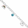 Sterling Silver Rhodium-plated Multi-color Nano Crystal Rainbow / Turquoise / Cloud Charms 8 inch Bracelet