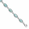 Sterling Silver RH-plated Polished Marquise Shape Larimar 7.5in Bracelet
