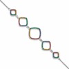 Sterling Silver Rhodium-plated Multi-color Nano Crystal  Squares 6.5 inch with 1 inch Extension Bracelet