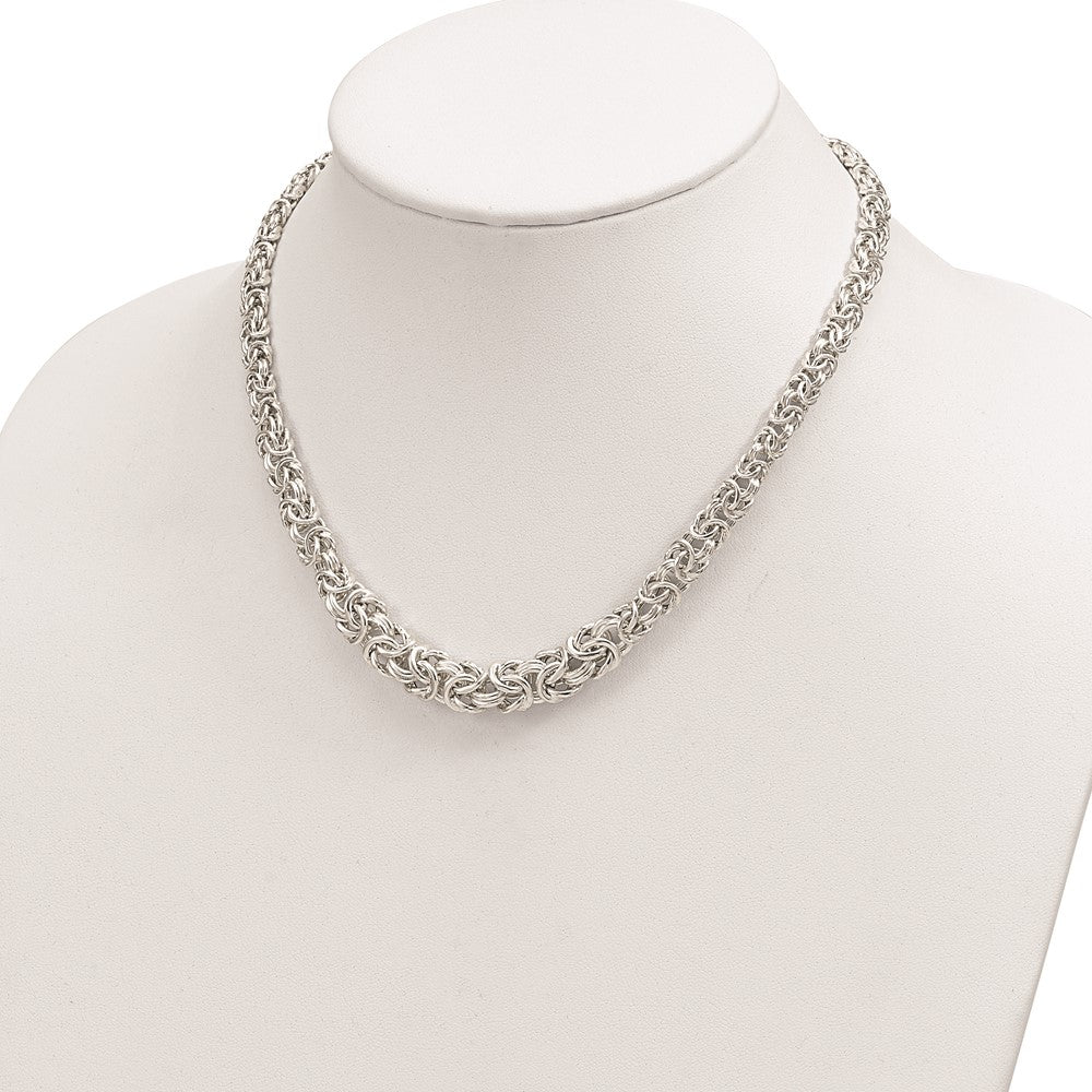 Sterling Silver Polished Byzantine Graduated Link Necklace
