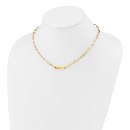 Sterling Silver Gold-plated Polished Bar Necklace w/ 2in ext. Necklace