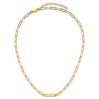 Sterling Silver Gold-plated Polished Bar Necklace w/ 2in ext. Necklace