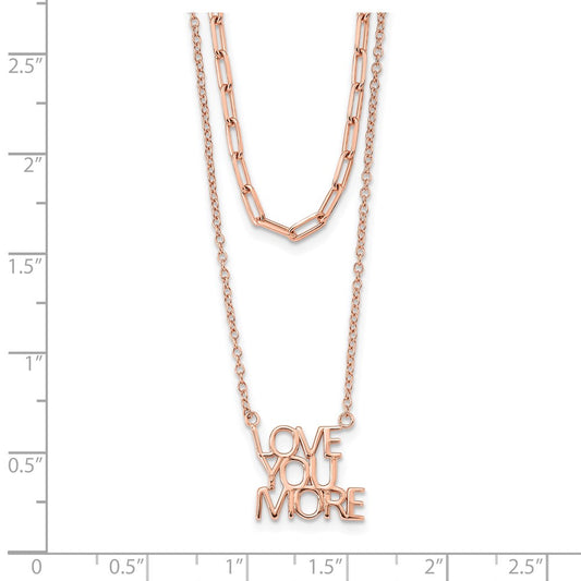 Sterling Silver Rose-tone LOVE YOU MORE 2-Strand 16 inch Necklace