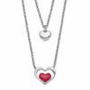 Sterling Silver Rhodium-plate Enamel Heart 2-Strand w/1in Ext Necklace