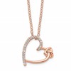 Sterling Silver Rose-tone Polished CZ Heart 18 inch Necklace