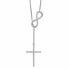 Sterling Silver Polished Rhodium CZ Cross/Infinity Symbol 18in Necklace