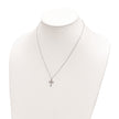 Sterling Silver Rhodium-plated Polished Multi-color CZ Cross Necklace