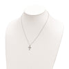 Sterling Silver Rhodium-plated Polished Multi-color CZ Cross Necklace