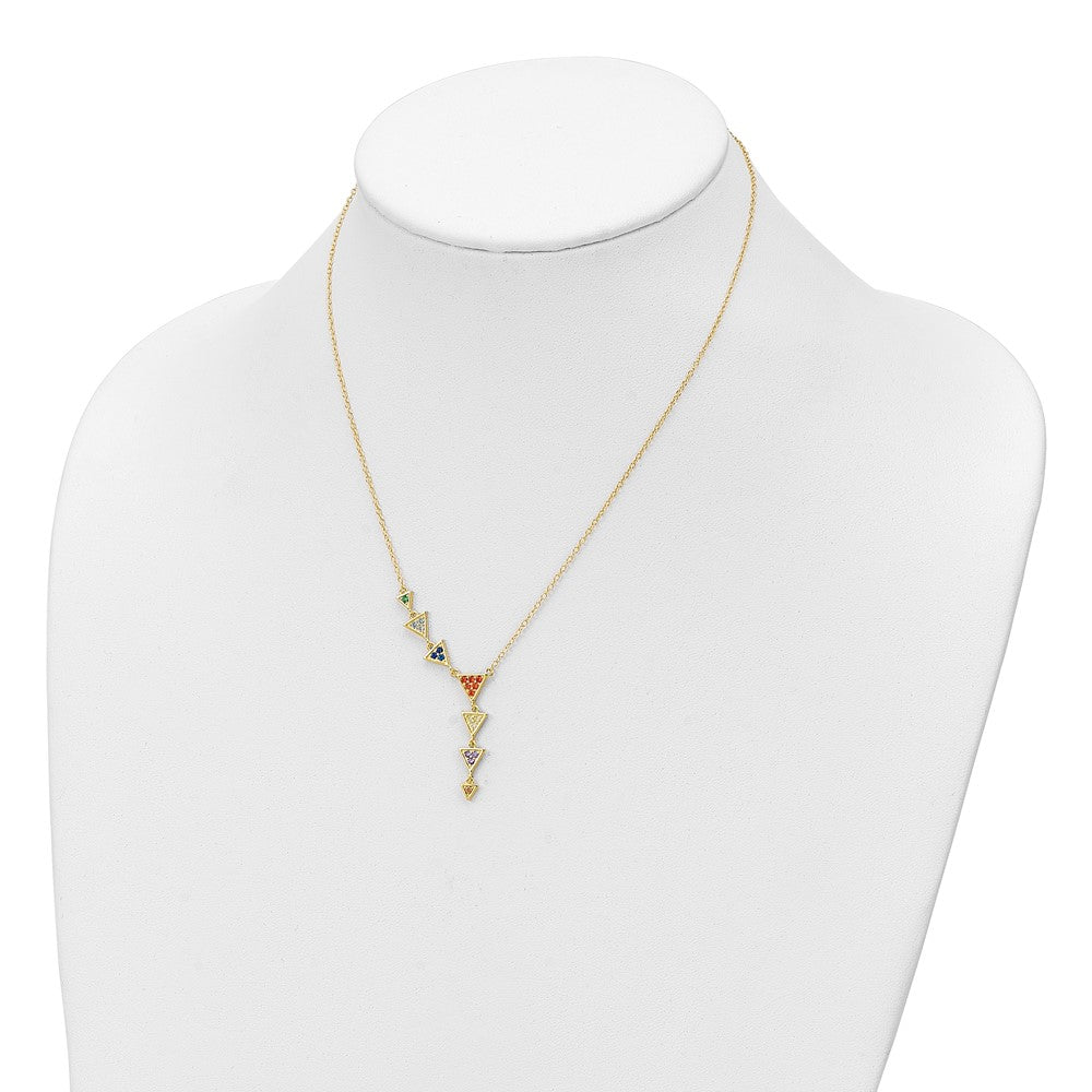 Sterling Silver Gold-tone Multicolor CZ Necklace