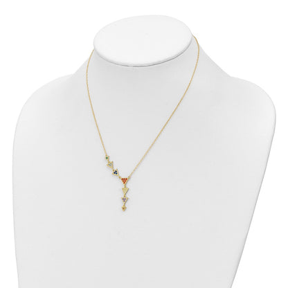 Sterling Silver Gold-tone Multicolor CZ Necklace