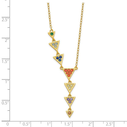 Sterling Silver Gold-tone Multicolor CZ Necklace