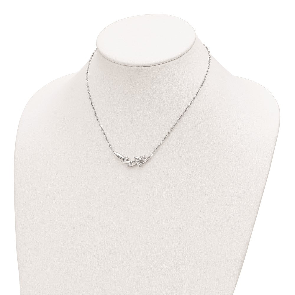 Pure Fire Sterling Silver Rhod-plated CZ Fancy w/ 2in ext. Necklace