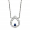 Sterling Silver Polished CZ Teardrop Necklace