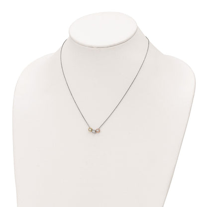 Sterling Silver Rhodium-Plate Gold/Rose-tone Triple Crystal Necklace