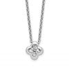 Sterling Silver Rhodium-plated Polished CZ Flower Necklace