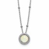 Sterling Silver RH-plated White Created Opal CZ Beaded w/2 in ext. Necklace