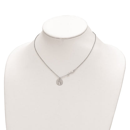 Sterling Silver Rhodium-plated Kitty and Fish w/1 in Ext Necklace