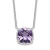 Sterling Silver Rhodium-plated Square Amethyst w/2 in ext. Necklace