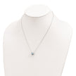 Sterling Silver Rhodium-plated Square Blue Topaz w/2 in ext. Necklace