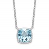 Sterling Silver Rhodium-plated Square Blue Topaz w/2 in ext. Necklace