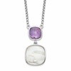 Sterling Silver Rhod-plated 3.68Amethyst/MOP w/2 in ext. Necklace