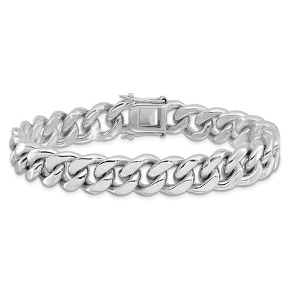 Sterling Silver Rhodium-plated Curb Link Men's 8.5in Bracelet